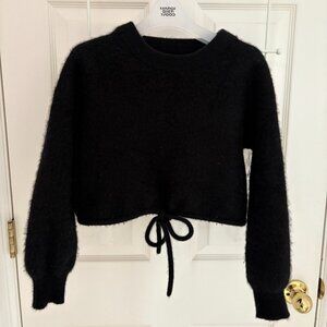 Alice + Olivia Black Cashmere Drawstring Sweater